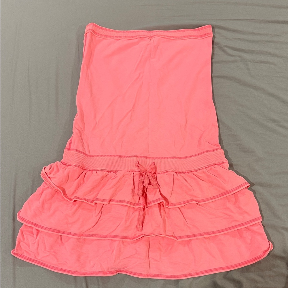 VS Strapless Pink Ruffle Dress Summer swimsuit cover lake flipflop dress y2k